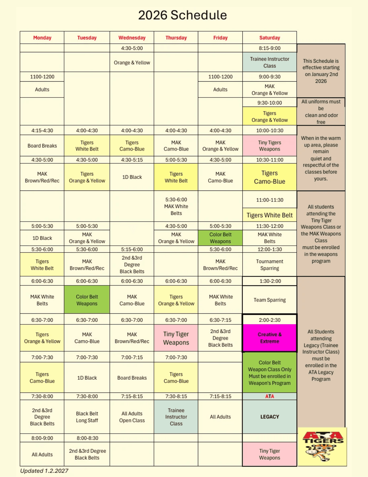 Full Schedule training 1